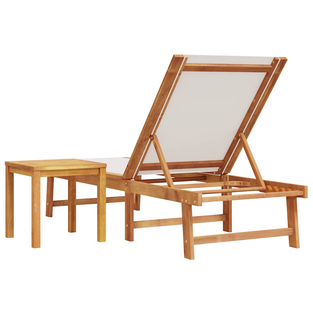 Szürke tömör akácfa és textilén napozóágy asztallal