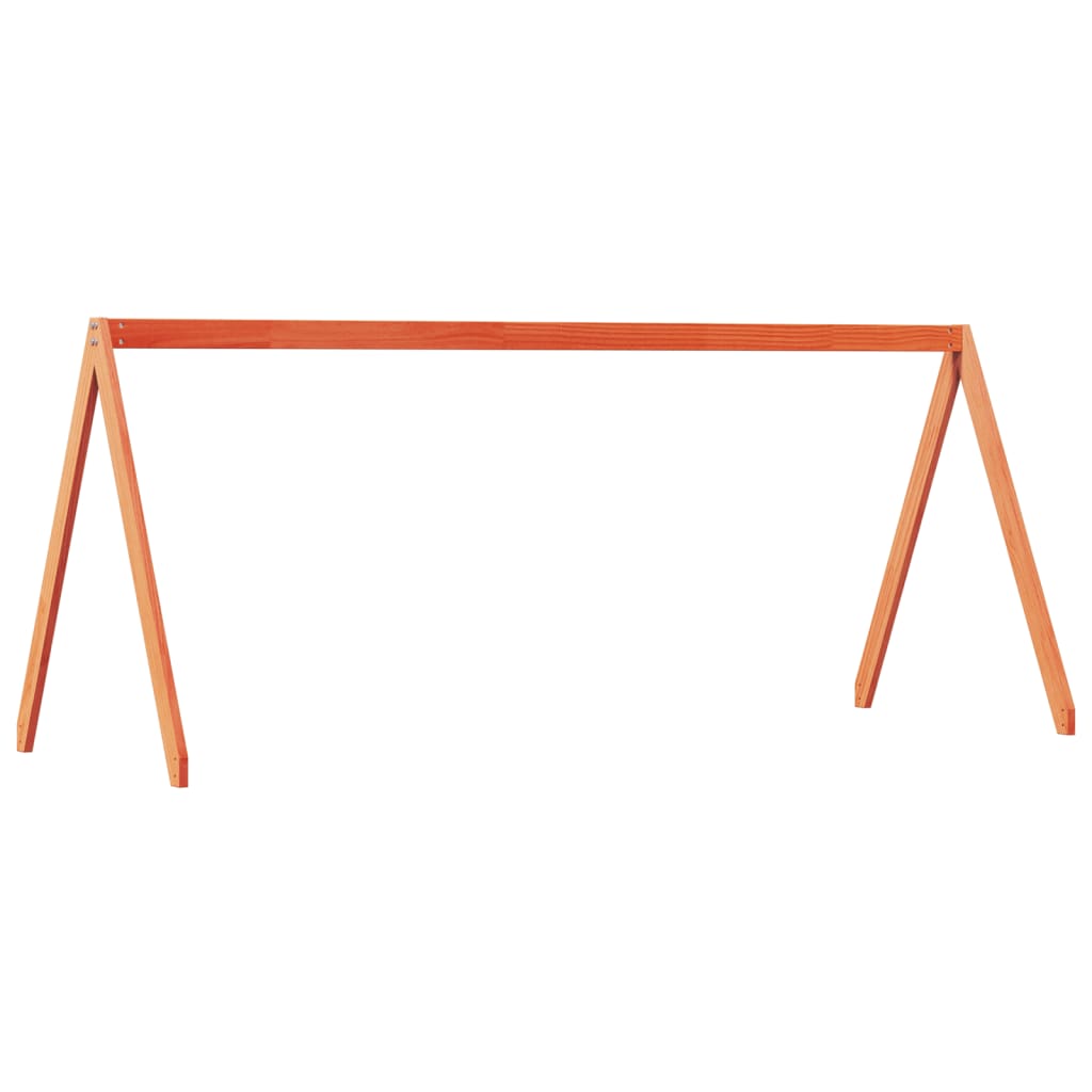 Viaszbarna tömör fenyőfa ágy emelettel és tetővel 75 x 190 cm