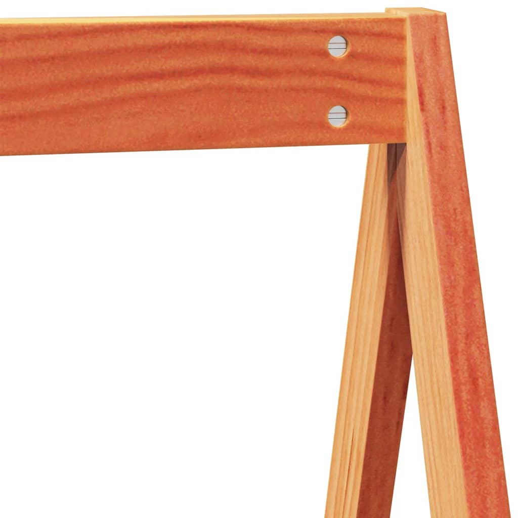 Viaszbarna tömör fenyőfa ágy emelettel és tetővel 75 x 190 cm