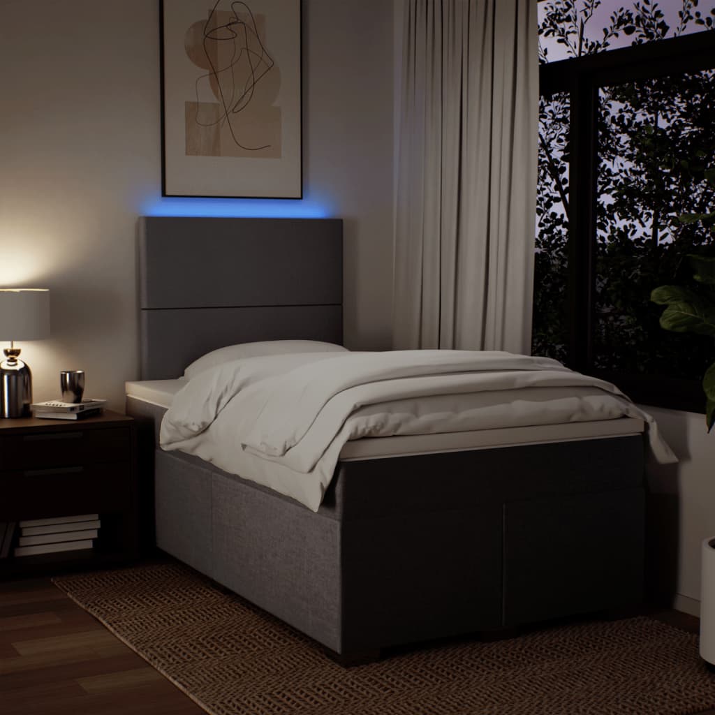 Tópszínű szövet rugós ágy matraccal 120 x 200 cm