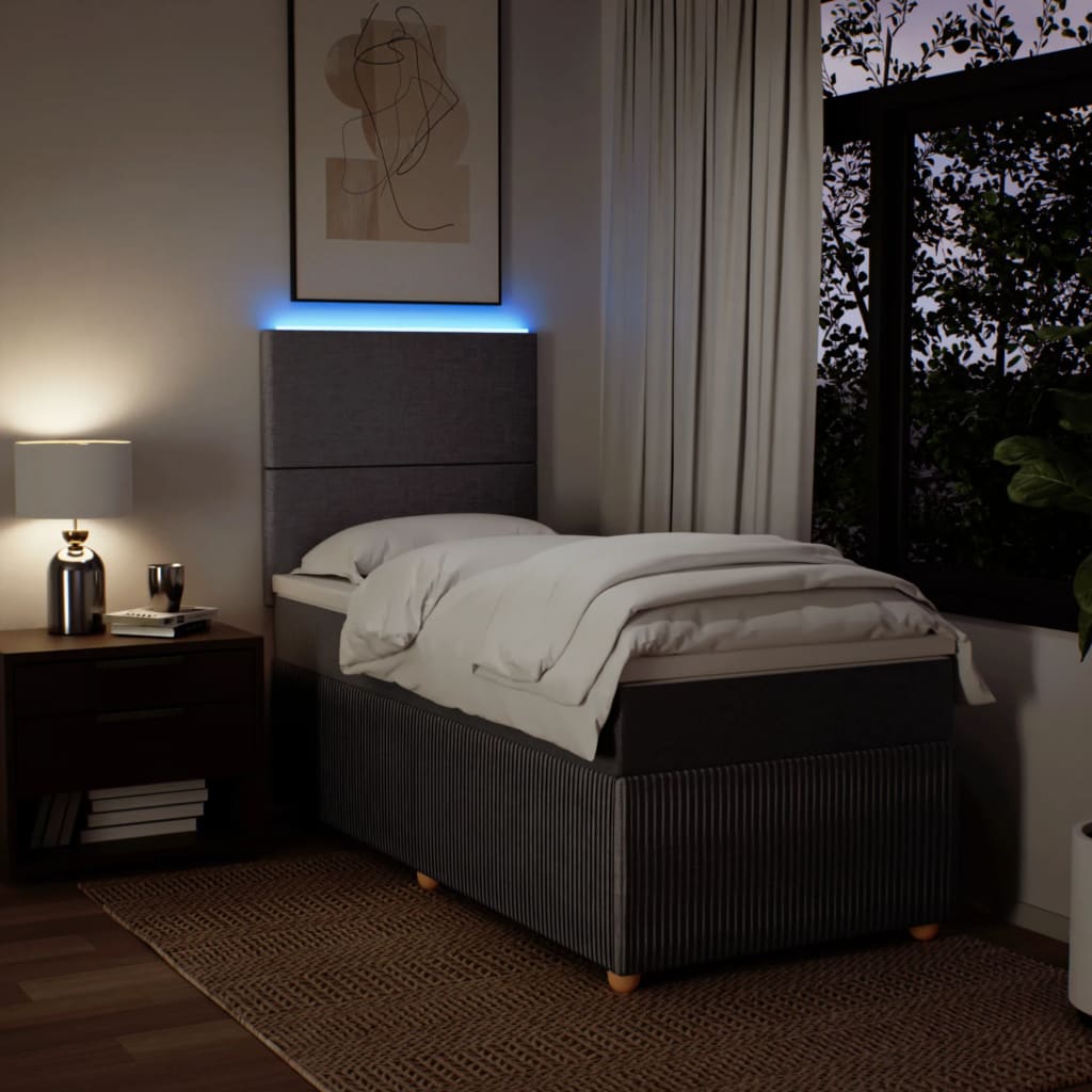 Tópszínű szövet rugós ágy matraccal 90 x 190 cm