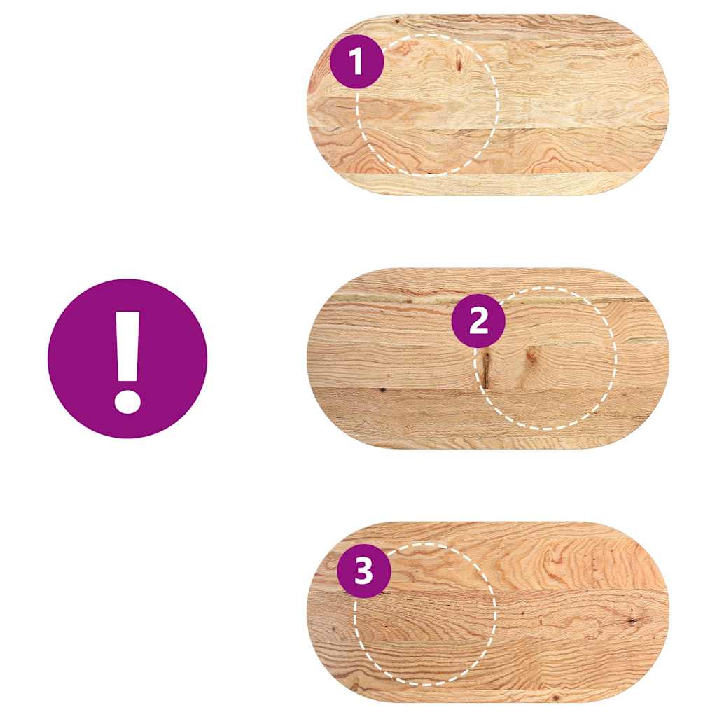 Tömör akácfa ovális alakú asztallap 120 x 60 x 2 cm