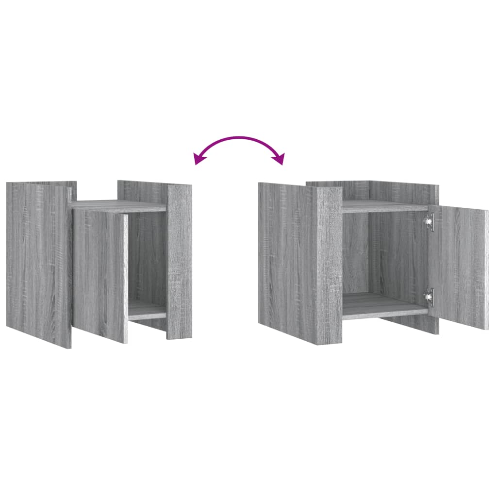 Szürke sonoma színű szerelt fa éjjeliszekrény 45 x 50 x 50 cm