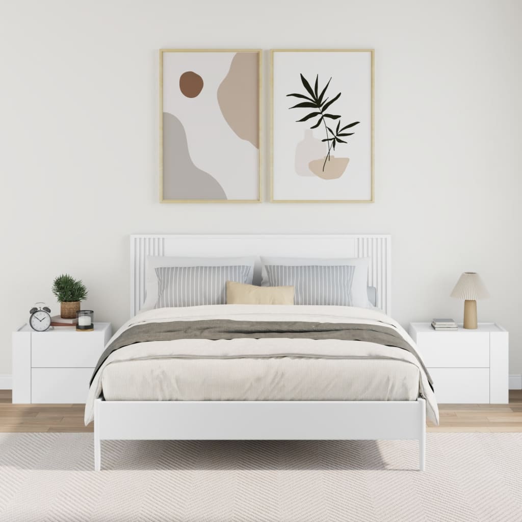 2 db fehér falra szerelhető éjjeliszekrény 45 x 30 x 35 cm