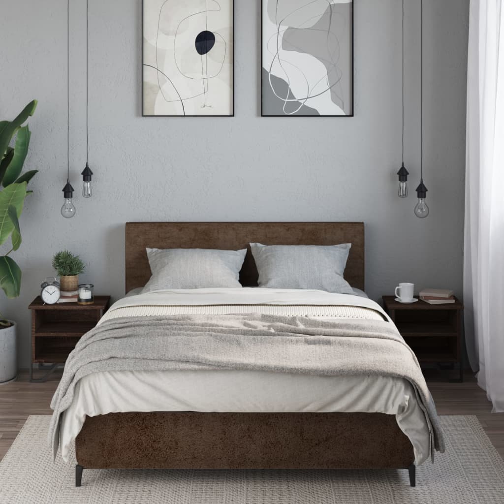 2 db barna tölgy színű szerelt fa éjjeliszekrény 40 x 30 x 40cm