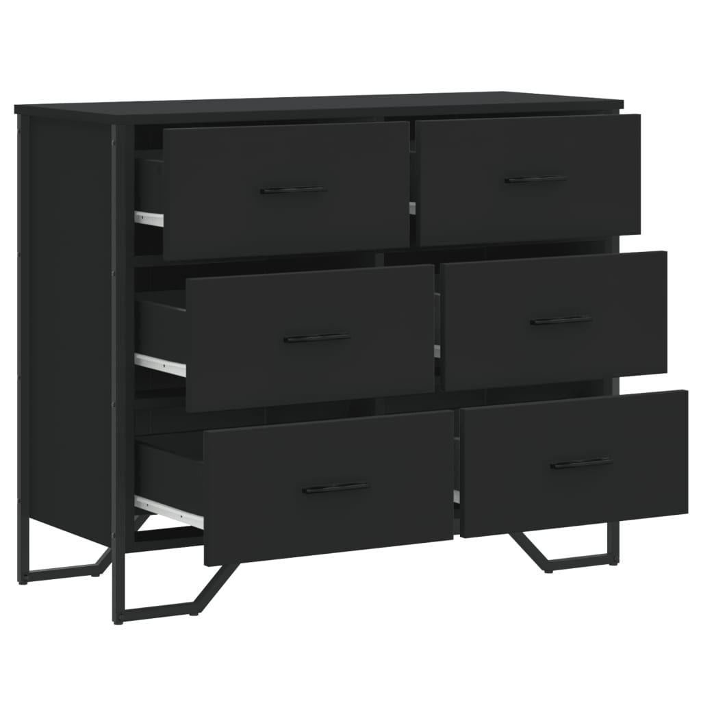 Fekete szerelt fa komód 91 x 35,5 x 74,5 cm Fekete szerelt fa komód 91 x 35,5 x 74,5 cm