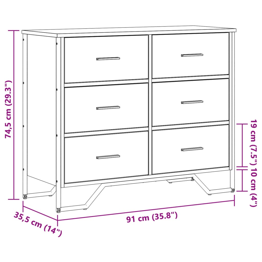 Fekete szerelt fa komód 91 x 35,5 x 74,5 cm Fekete szerelt fa komód 91 x 35,5 x 74,5 cm