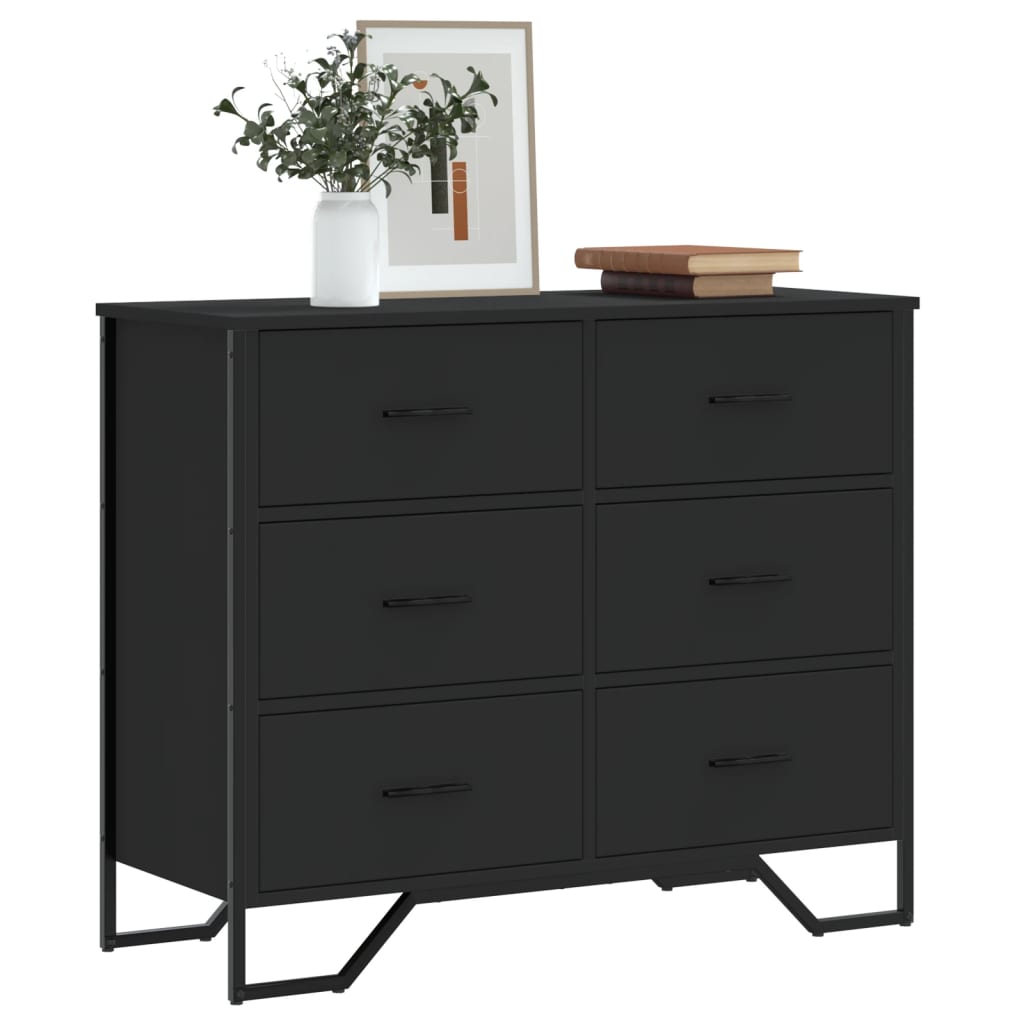 Fekete szerelt fa komód 91 x 35,5 x 74,5 cm Fekete szerelt fa komód 91 x 35,5 x 74,5 cm