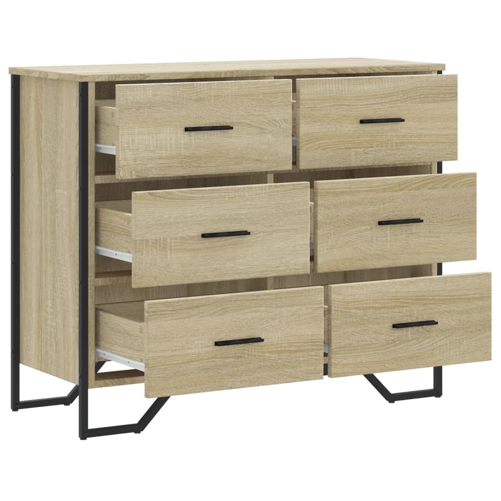 Sonoma tölgy színű szerelt fa komód 91 x 35,5 x 74,5 cm Sonoma tölgy színű szerelt fa komód 91 x 35,5 x 74,5 cm