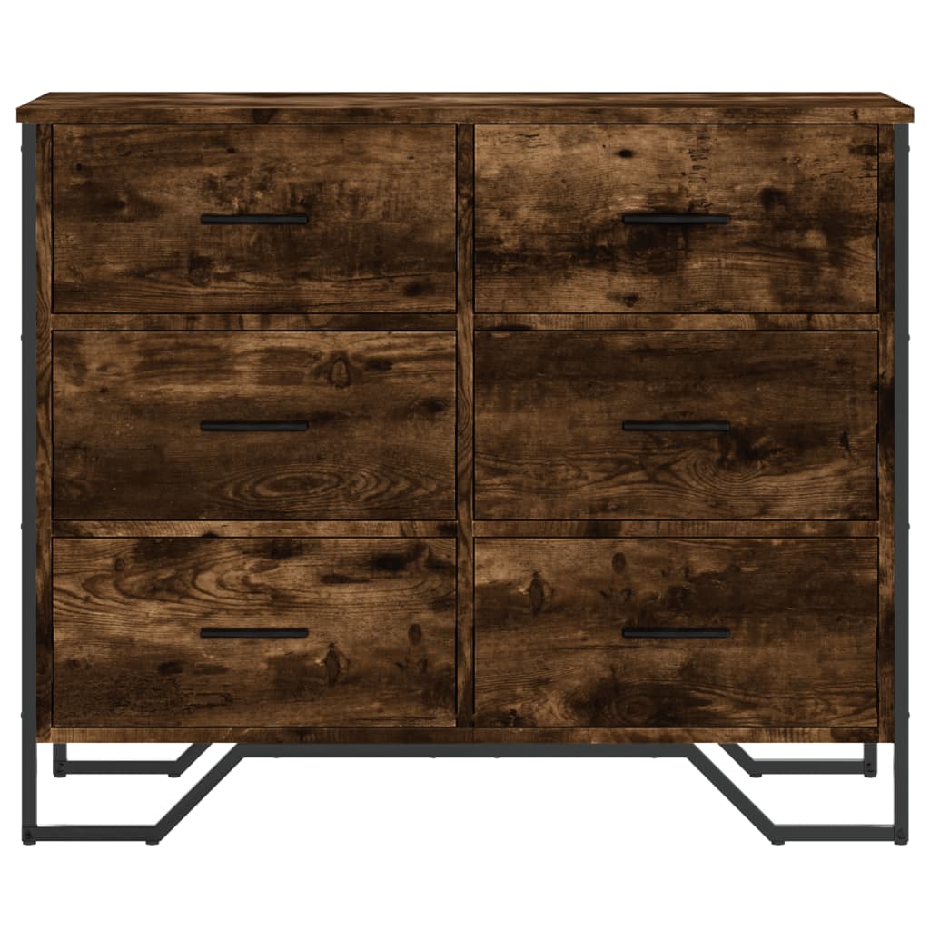 Füstös tölgy színű szerelt fa komód 91 x 35,5 x 74,5 cm Füstös tölgy színű szerelt fa komód 91 x 35,5 x 74,5 cm