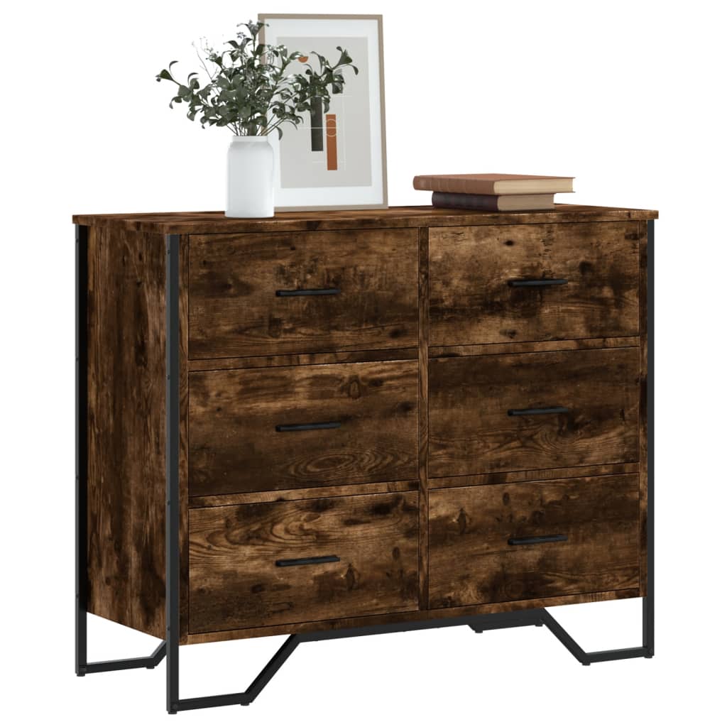 Füstös tölgy színű szerelt fa komód 91 x 35,5 x 74,5 cm Füstös tölgy színű szerelt fa komód 91 x 35,5 x 74,5 cm
