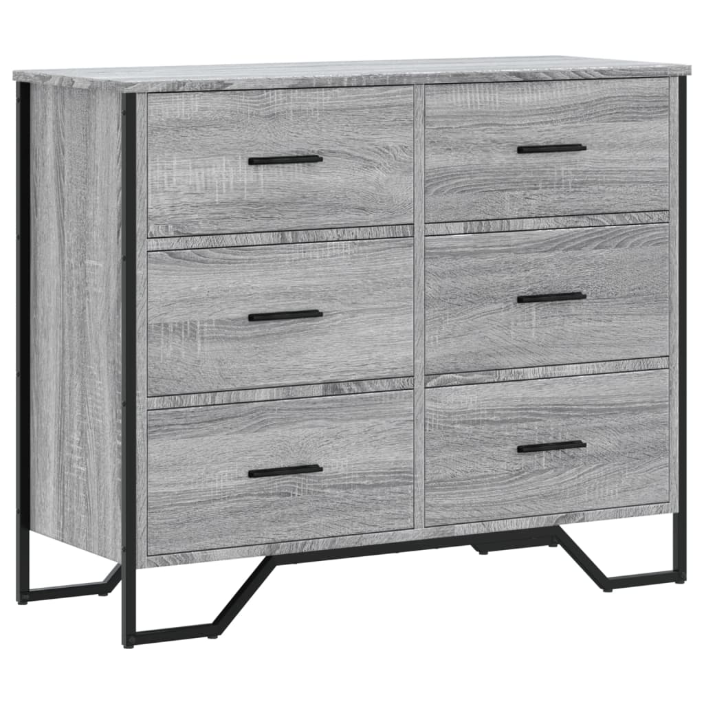 Szürke sonoma színű szerelt fa komód 91 x 35,5 x 74,5 cm Szürke sonoma színű szerelt fa komód 91 x 35,5 x 74,5 cm