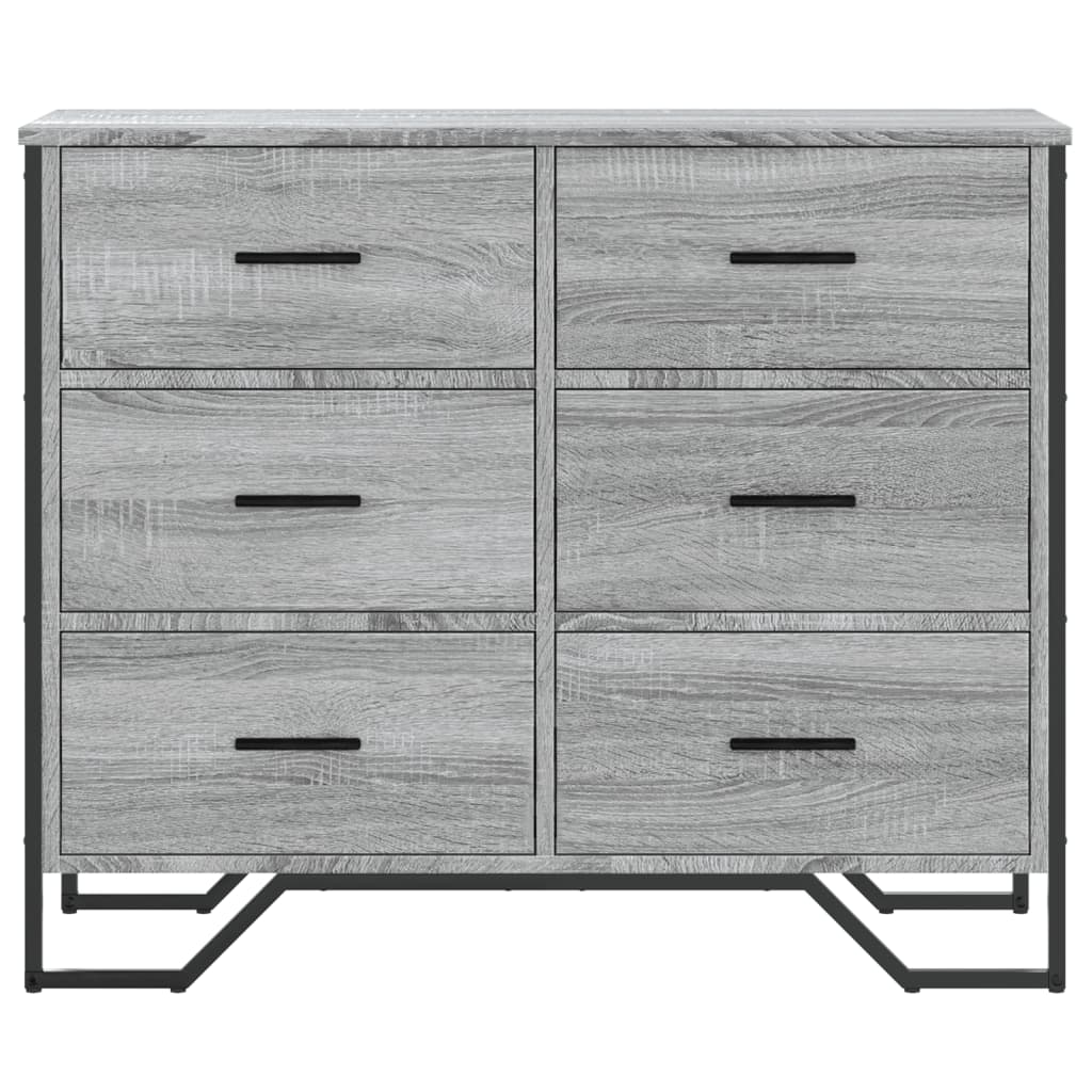 Szürke sonoma színű szerelt fa komód 91 x 35,5 x 74,5 cm Szürke sonoma színű szerelt fa komód 91 x 35,5 x 74,5 cm