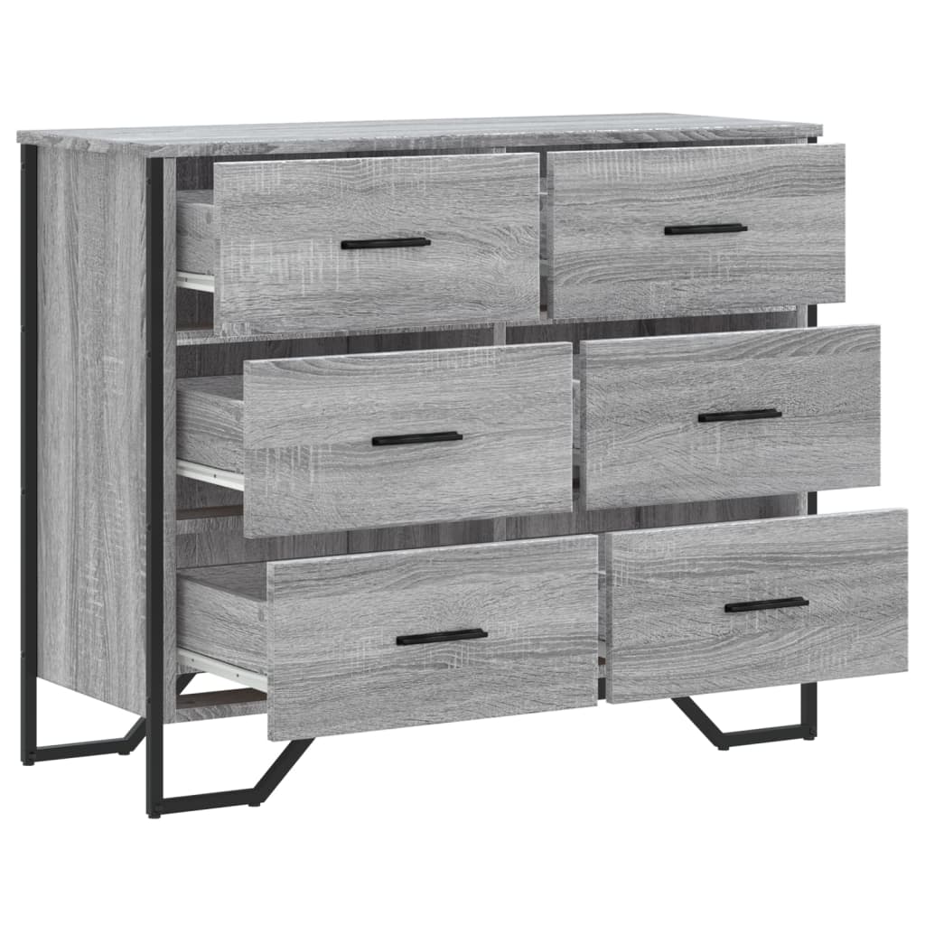 Szürke sonoma színű szerelt fa komód 91 x 35,5 x 74,5 cm Szürke sonoma színű szerelt fa komód 91 x 35,5 x 74,5 cm