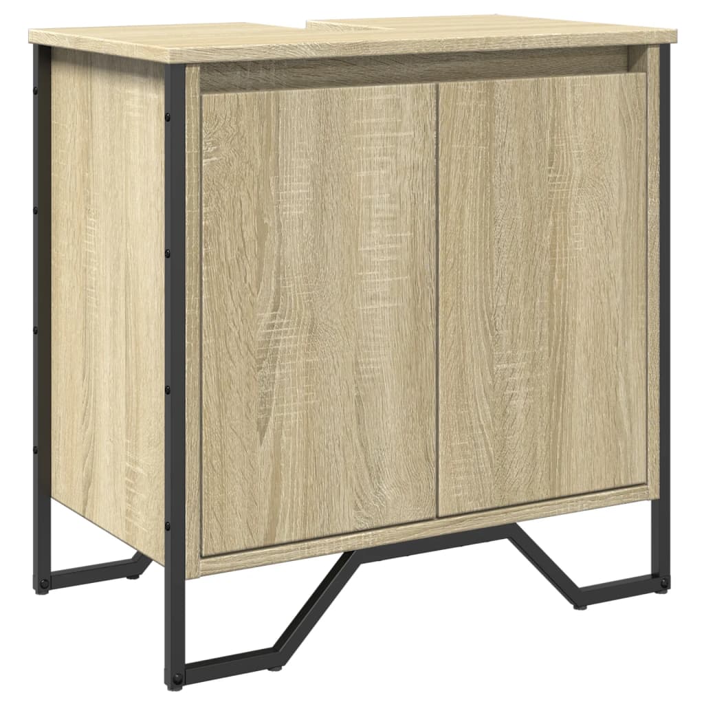 Sonoma tölgy szerelt fa fürdőszobai mosdószekrény 60x35x60 cm