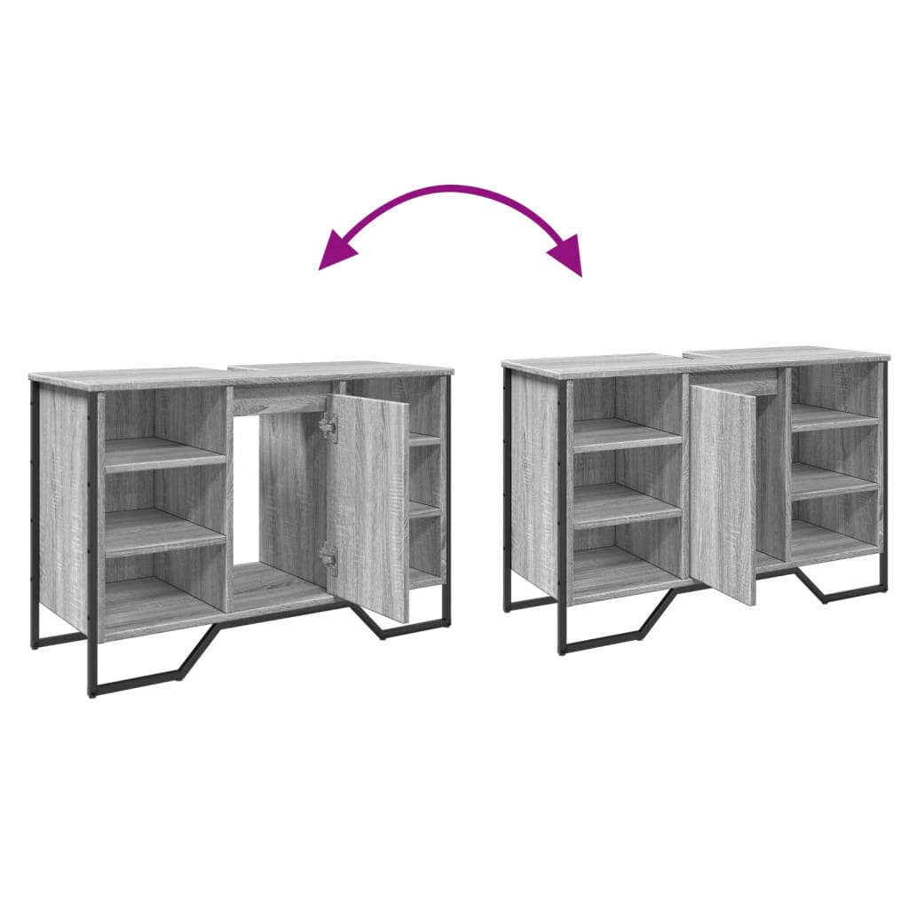 Szürke sonoma szerelt fa fürdőszobai mosdószekrény 91x35x60 cm