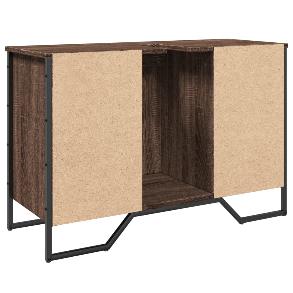 Barna tölgy szerelt fa fürdőszobai mosdószekrény 91x35x60 cm