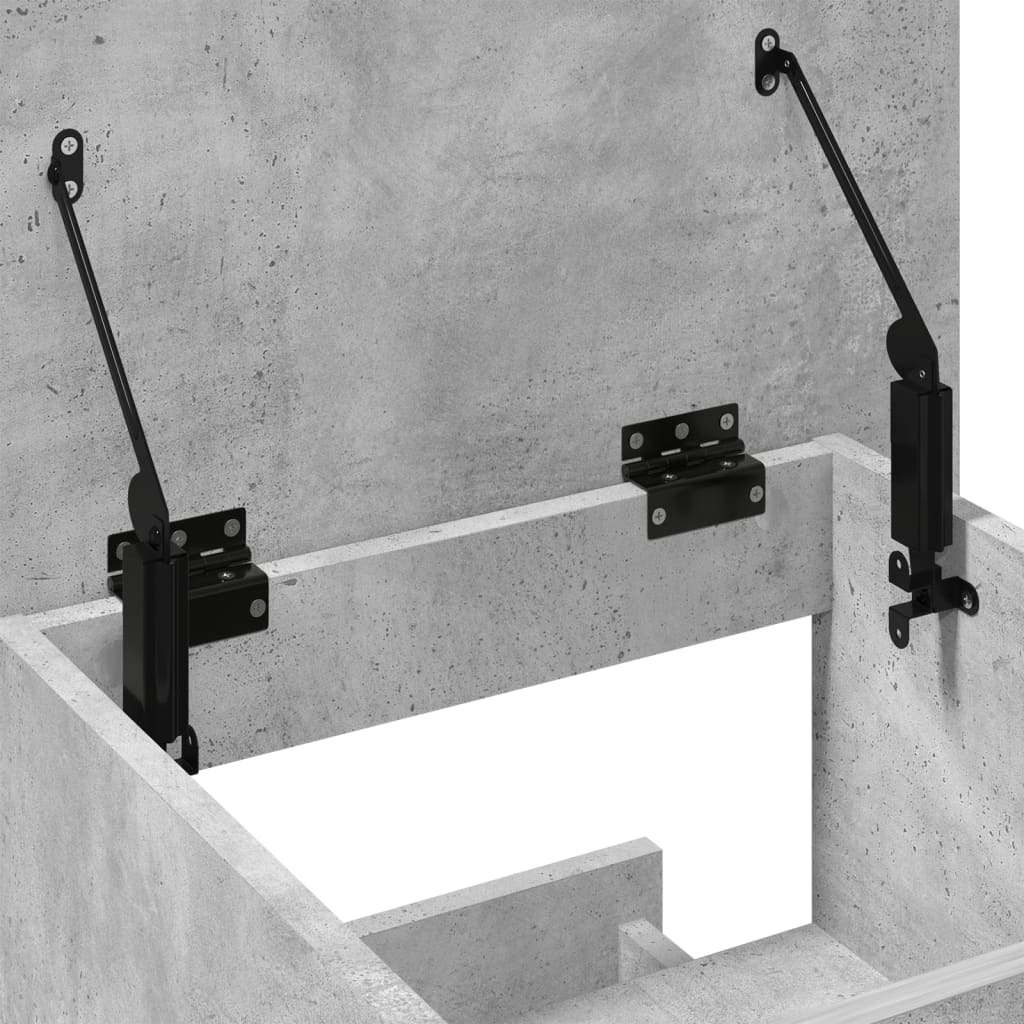Betonszürke szerelt fa állópult kerékkel és fiókkal 55x55x107cm
