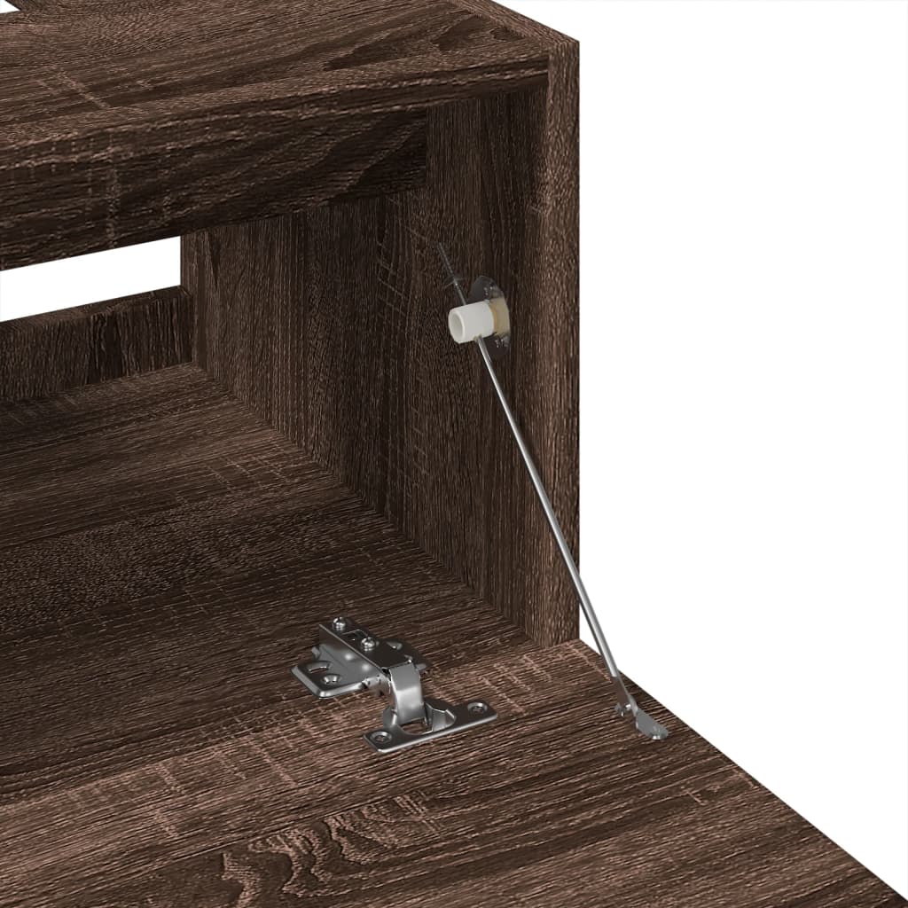 Barna tölgy színű szerelt fa mosdószekrény 40 x 37 x 59 cm