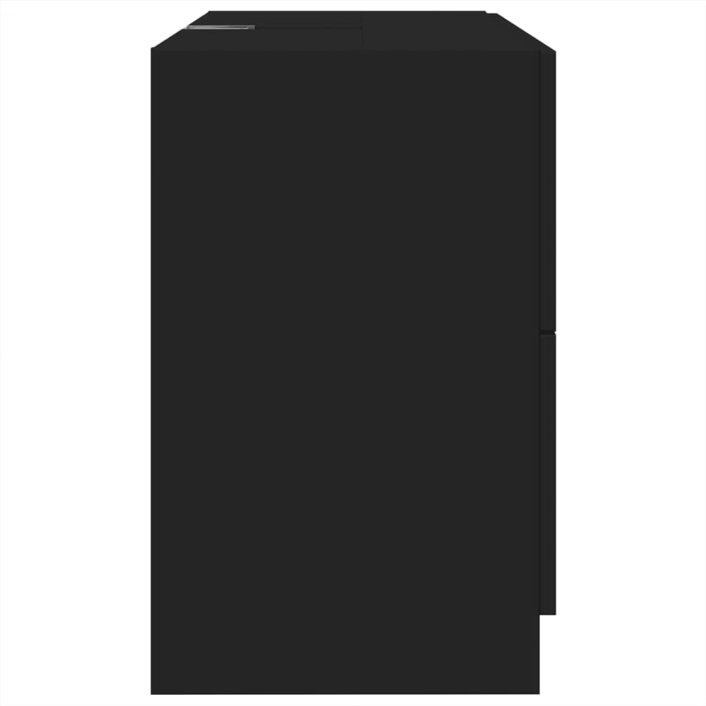 Fekete szerelt fa mosdószekrény 78 x 37 x 59 cm