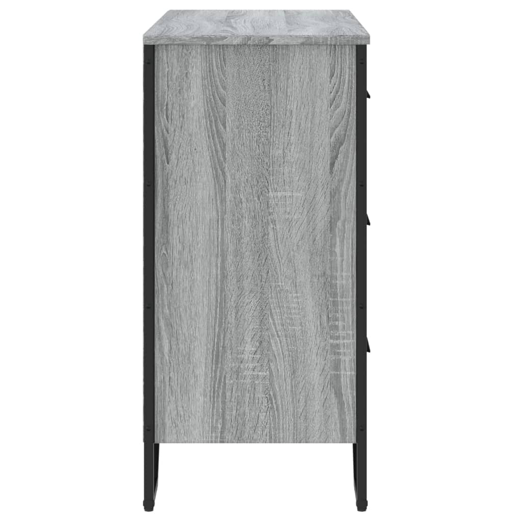 Szürke sonoma színű szerelt fa komód 91 x 35,5 x 74,5 cm