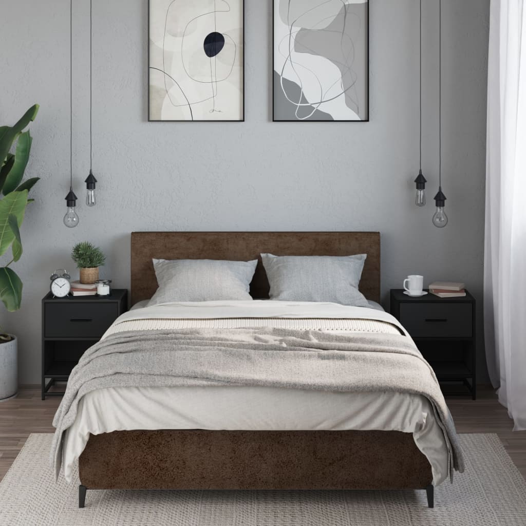 2 darab fekete tömör szerelt fa éjjeliszekrény 40 x 31 x 50 cm 2 darab fekete tömör szerelt fa éjjeliszekrény 40 x 31 x 50 cm