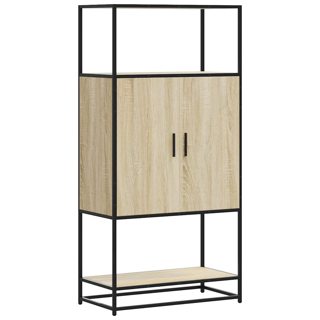 Highboard sonoma tölgy 68x35x139 cm gépelt fa és fém