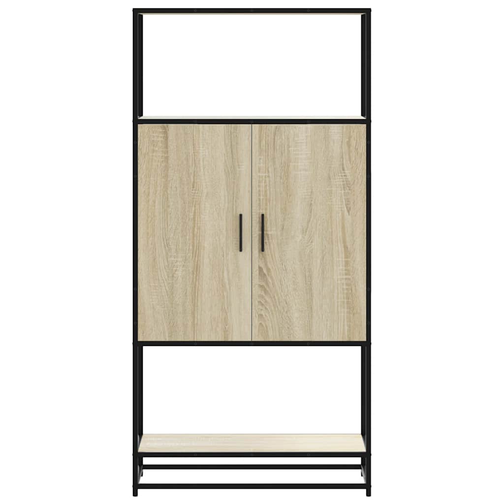 Highboard sonoma tölgy 68x35x139 cm gépelt fa és fém