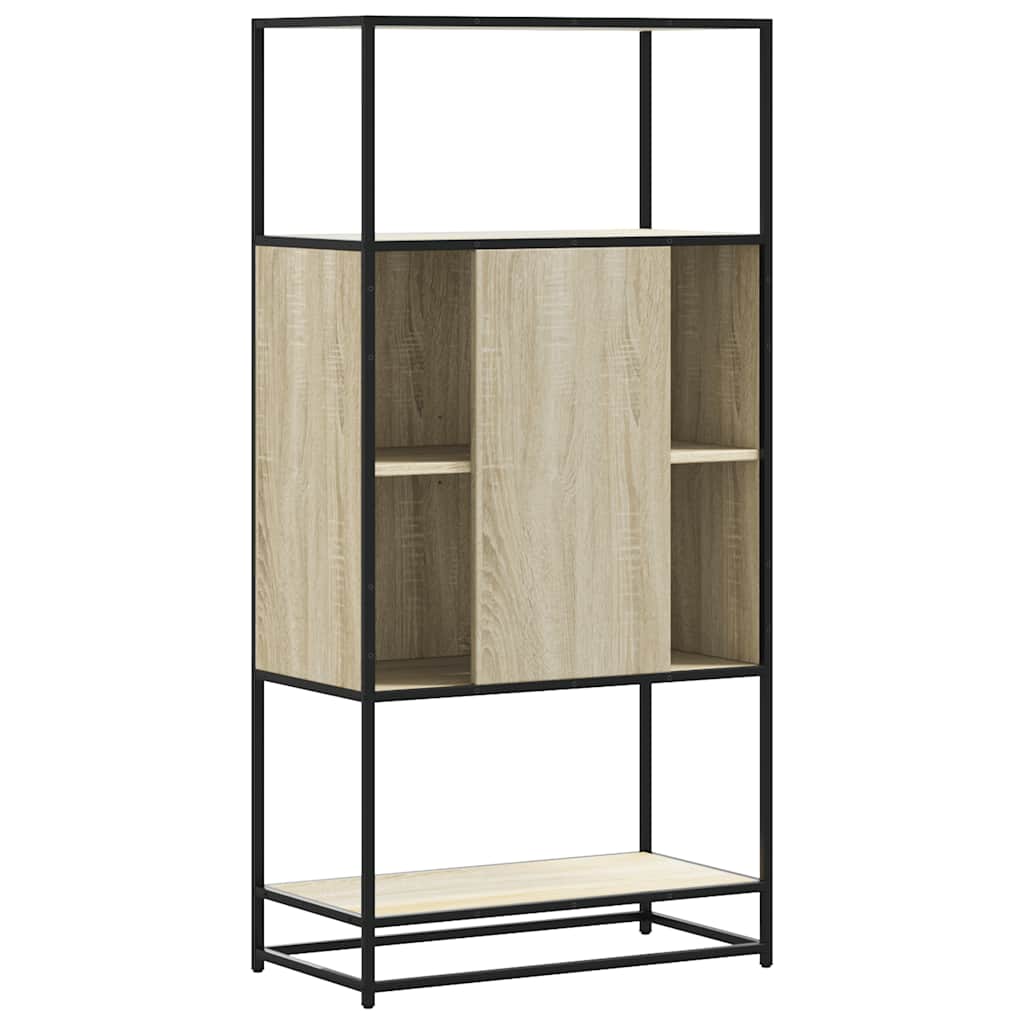 Highboard sonoma tölgy 68x35x139 cm gépelt fa és fém