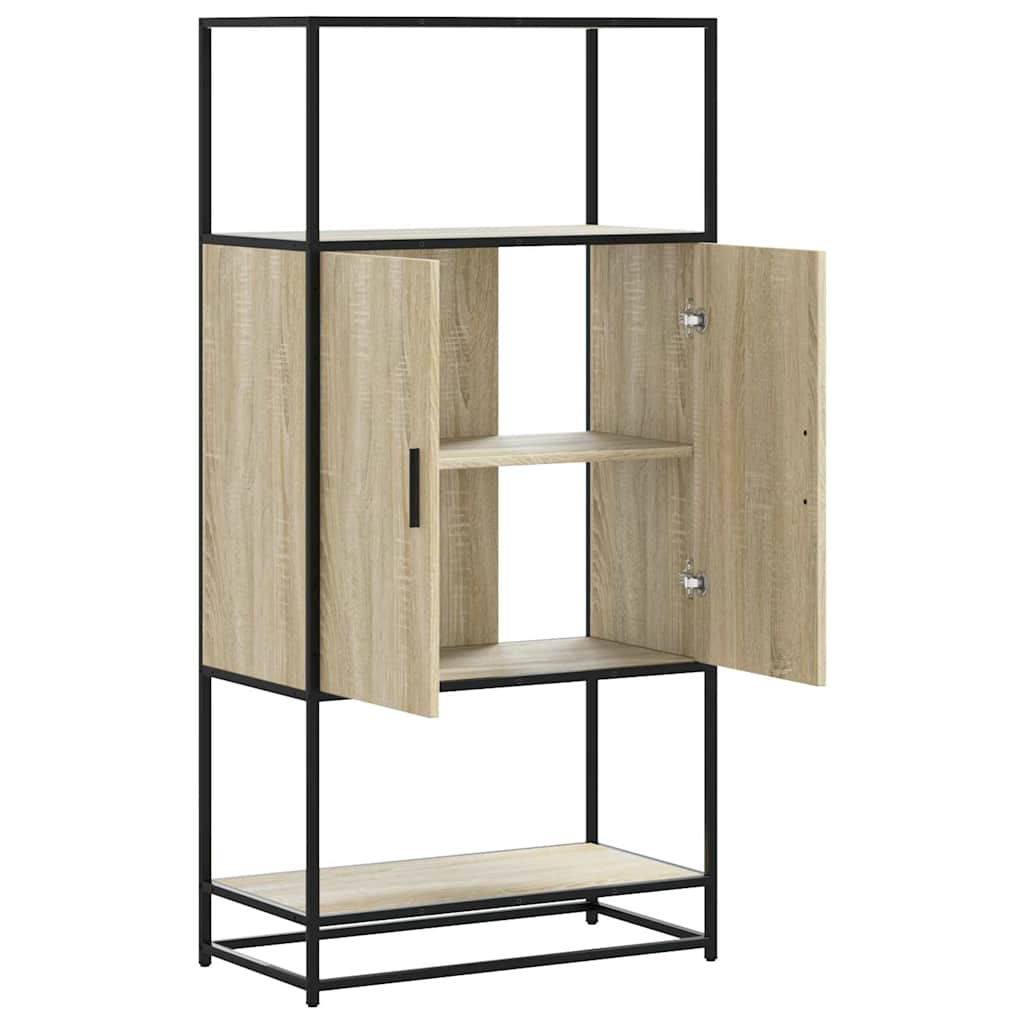 Highboard sonoma tölgy 68x35x139 cm gépelt fa és fém