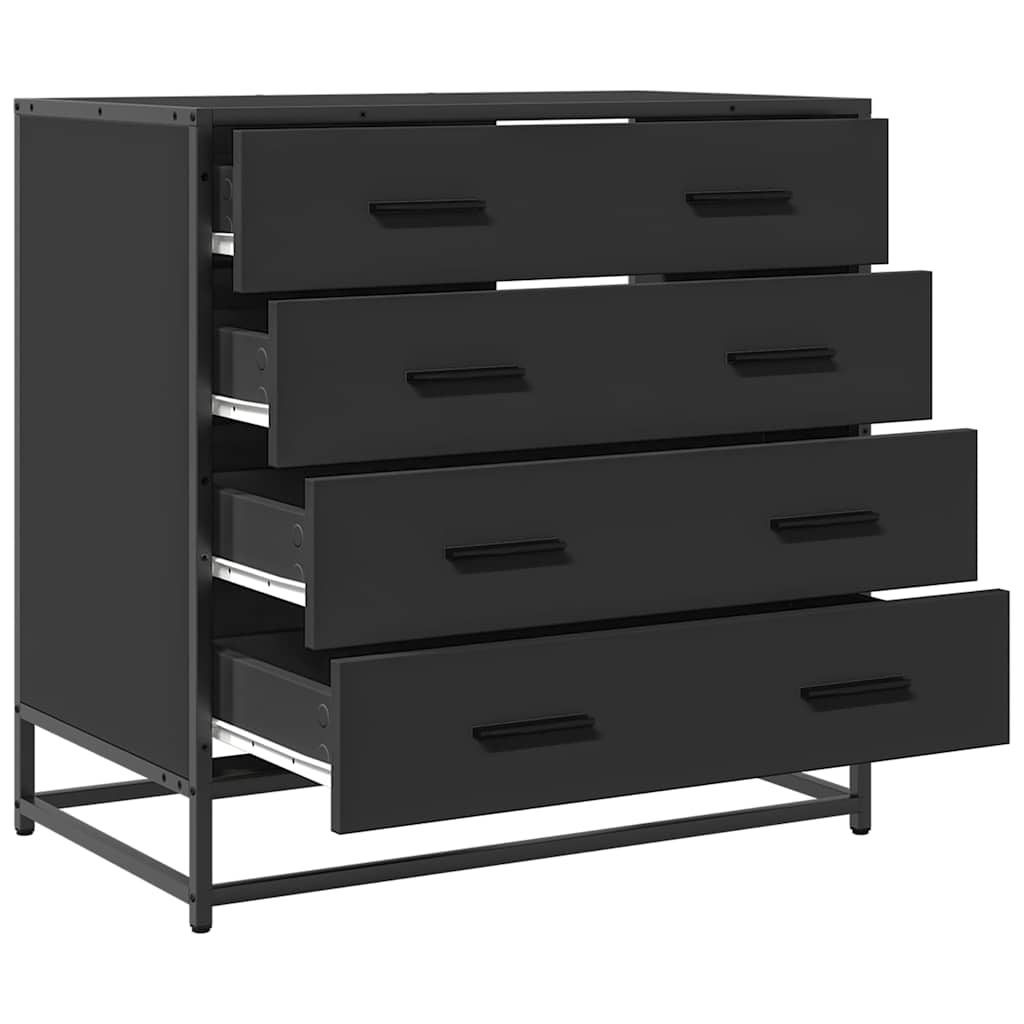 Fekete szerelt fa fiókos szekrény 70x41x70 cm Fekete szerelt fa fiókos szekrény 70x41x70 cm