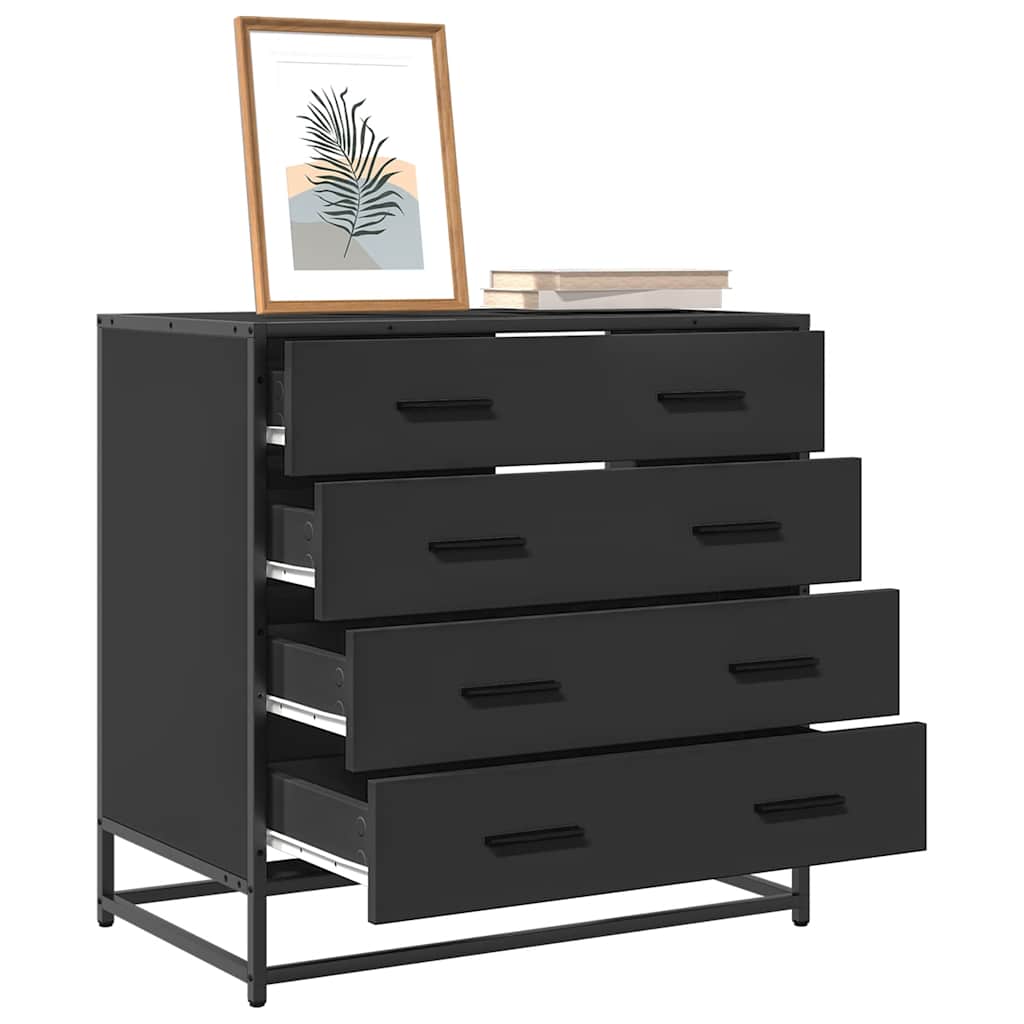 Fekete szerelt fa fiókos szekrény 70x41x70 cm Fekete szerelt fa fiókos szekrény 70x41x70 cm