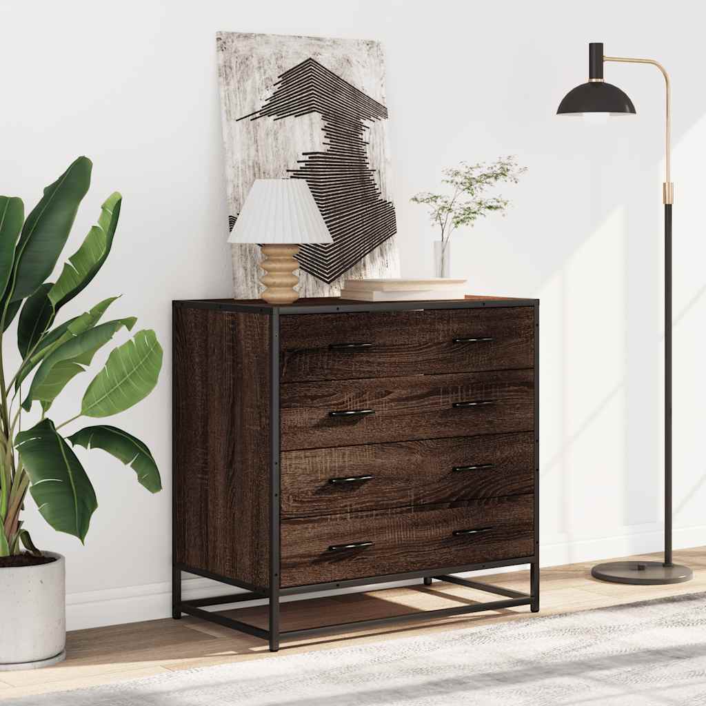Barna tölgy szerelt fa fiókos szekrény 70x41x70 cm Barna tölgy szerelt fa fiókos szekrény 70x41x70 cm