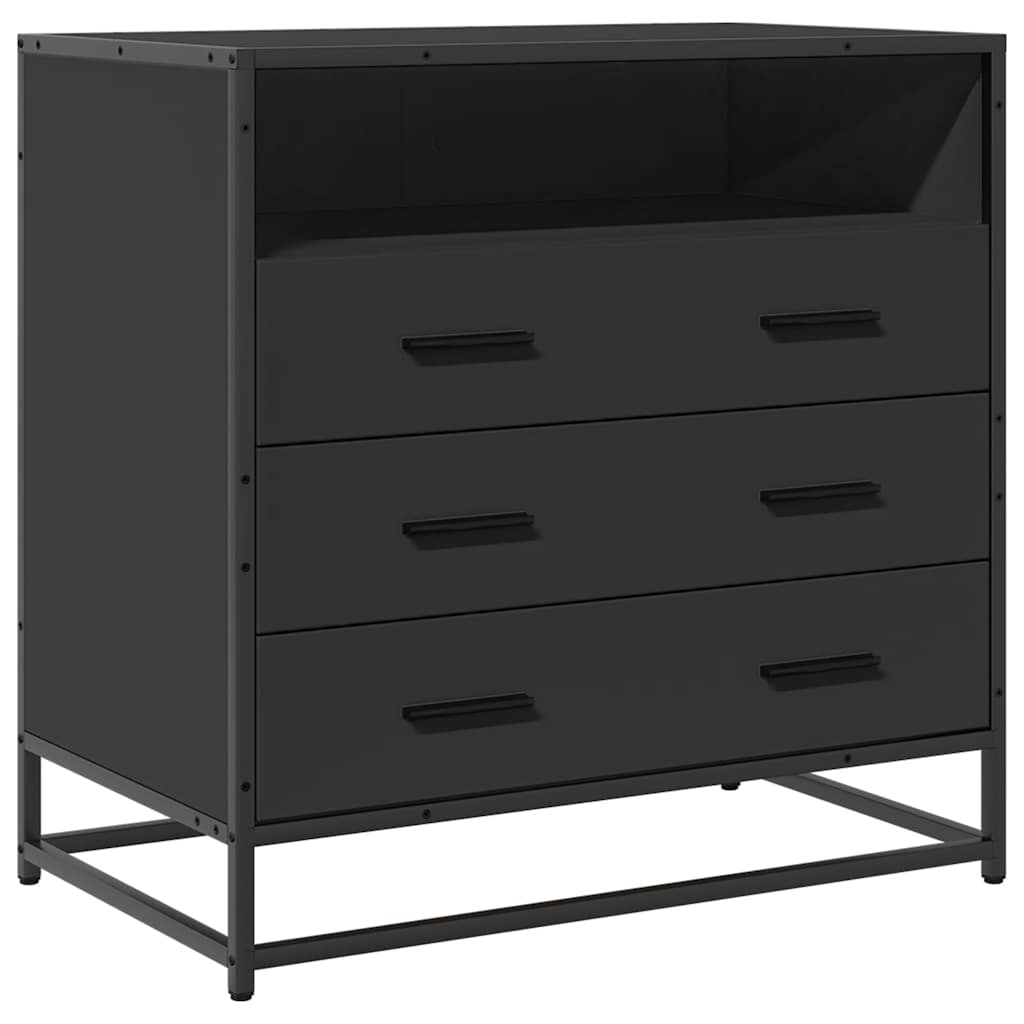 Fekete szerelt fa fiókos szekrény 70x41x70 cm Fekete szerelt fa fiókos szekrény 70x41x70 cm