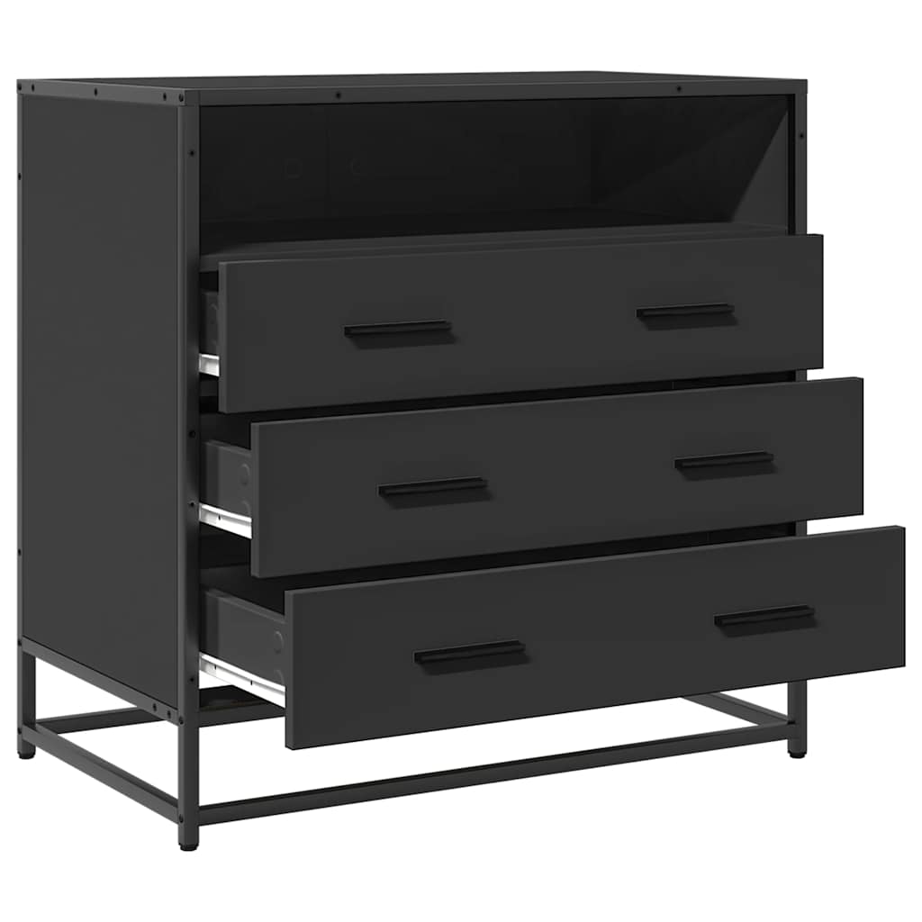Fekete szerelt fa fiókos szekrény 70x41x70 cm Fekete szerelt fa fiókos szekrény 70x41x70 cm