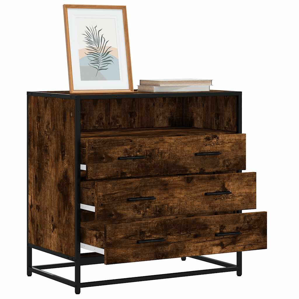 Füstös tölgy szerelt fa fiókos szekrény 70x41x70 cm Füstös tölgy szerelt fa fiókos szekrény 70x41x70 cm