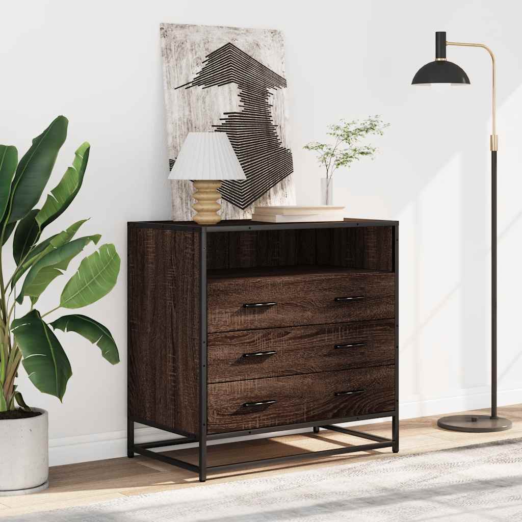 Barna tölgy szerelt fa fiókos szekrény 70x41x70 cm Barna tölgy szerelt fa fiókos szekrény 70x41x70 cm