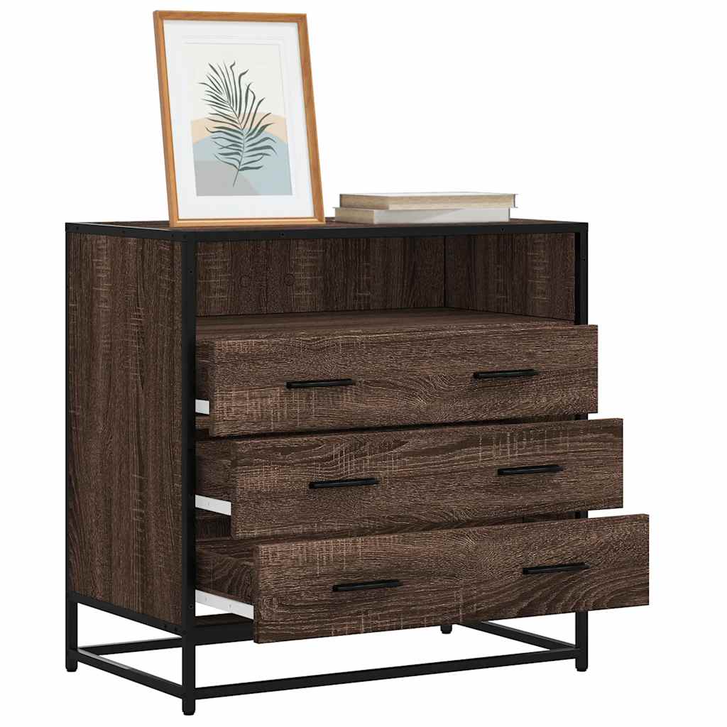 Barna tölgy szerelt fa fiókos szekrény 70x41x70 cm Barna tölgy szerelt fa fiókos szekrény 70x41x70 cm