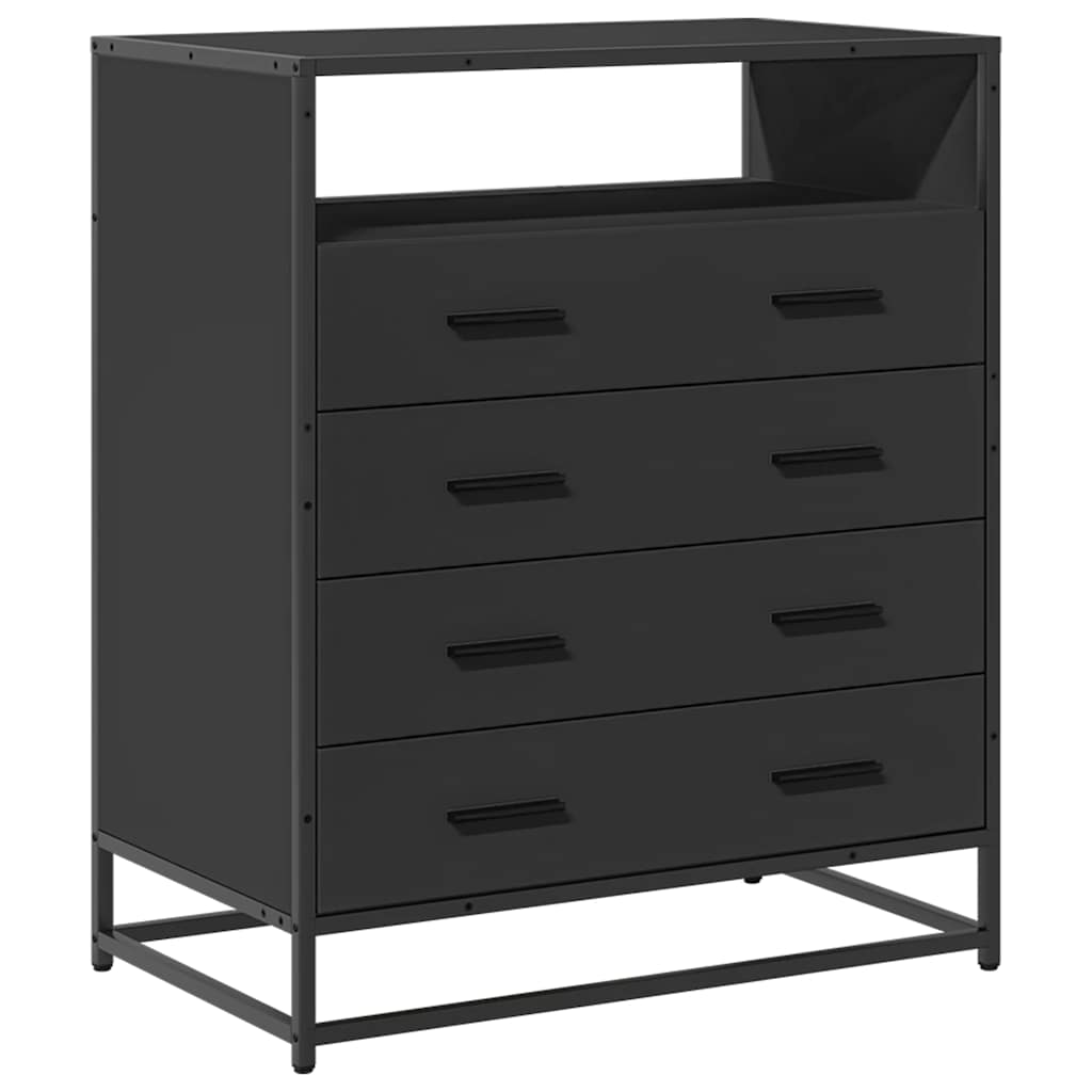 Fekete szerelt fa fiókos szekrény 70x41x70 cm Fekete szerelt fa fiókos szekrény 70x41x70 cm