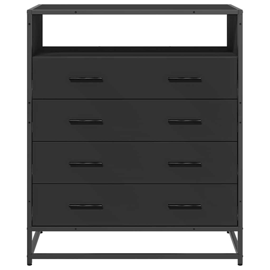 Fekete szerelt fa fiókos szekrény 70x41x70 cm Fekete szerelt fa fiókos szekrény 70x41x70 cm