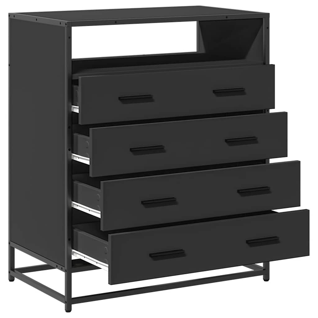 Fekete szerelt fa fiókos szekrény 70x41x70 cm Fekete szerelt fa fiókos szekrény 70x41x70 cm