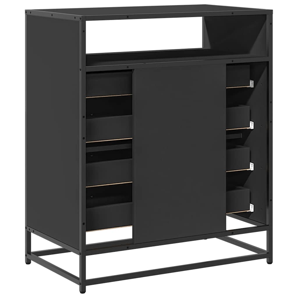 Fekete szerelt fa fiókos szekrény 70x41x70 cm Fekete szerelt fa fiókos szekrény 70x41x70 cm
