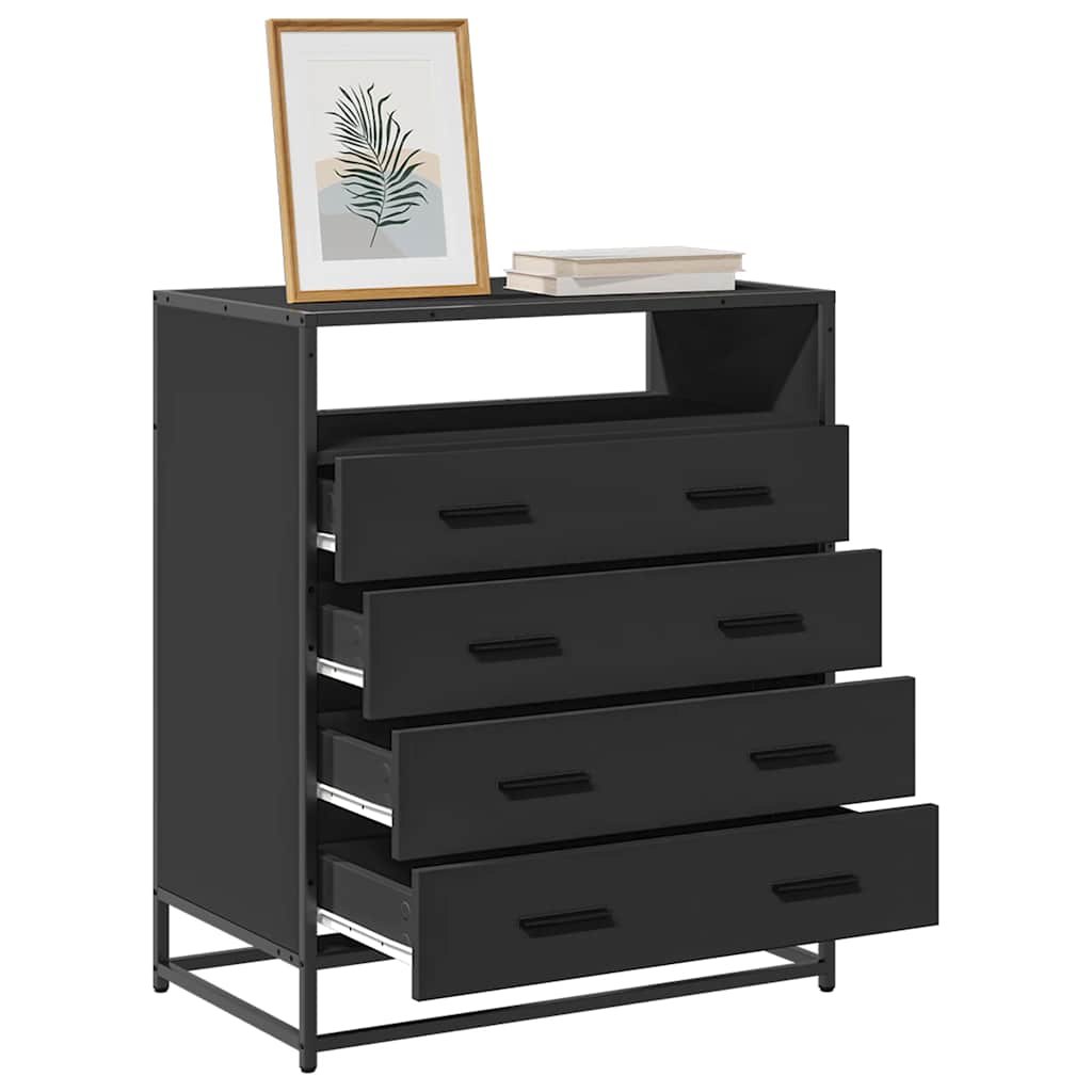 Fekete szerelt fa fiókos szekrény 70x41x70 cm Fekete szerelt fa fiókos szekrény 70x41x70 cm