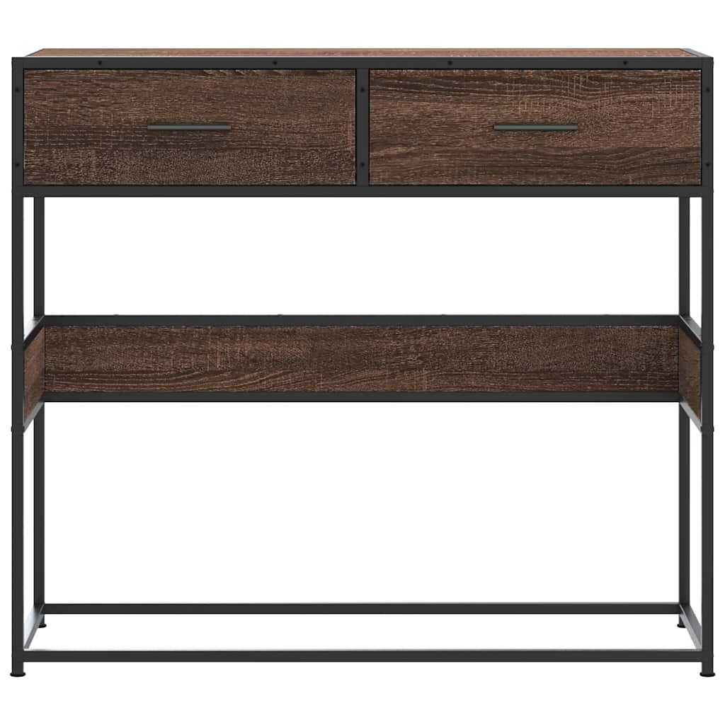 Barna tölgyszínű szerelt fa tálalóasztal 90x35x80 cm