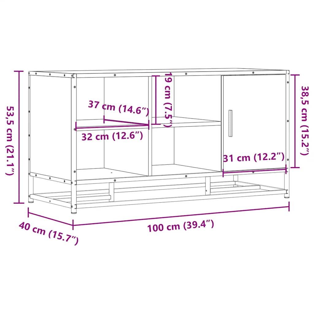 Cipőpad sonoma tölgy 100x40x53,5 cm gépi fa és fém