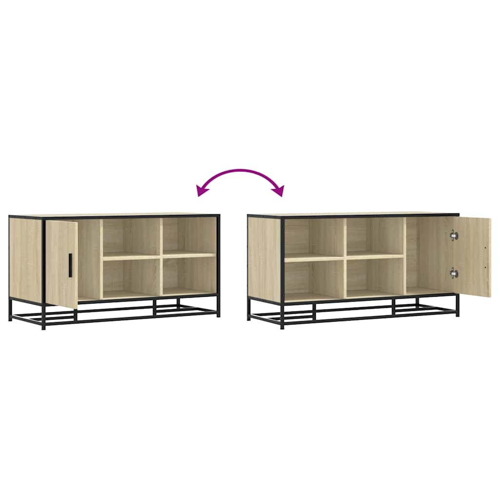 Cipőpad sonoma tölgy 100x40x53,5 cm gépi fa és fém