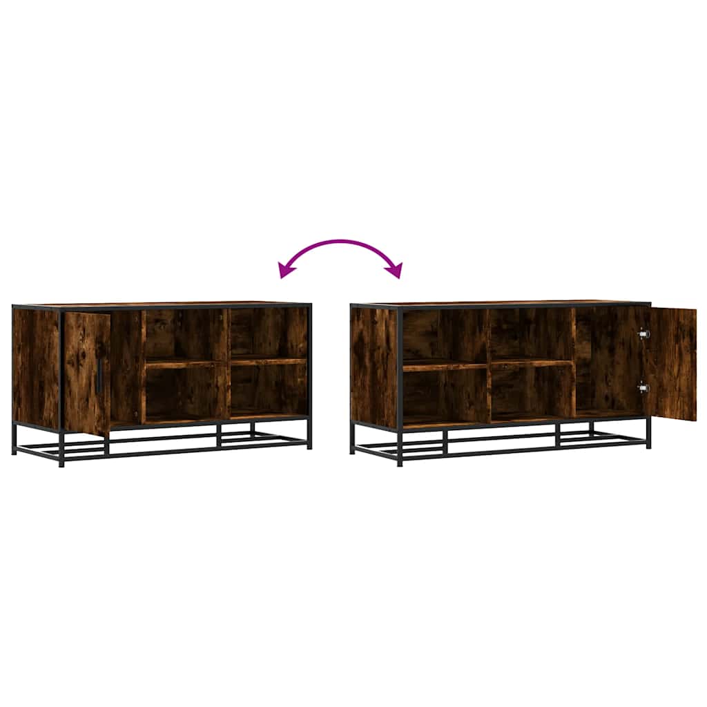 Cipőpad füstölt tölgy 100x40x53,5 cm fából és fémből készült