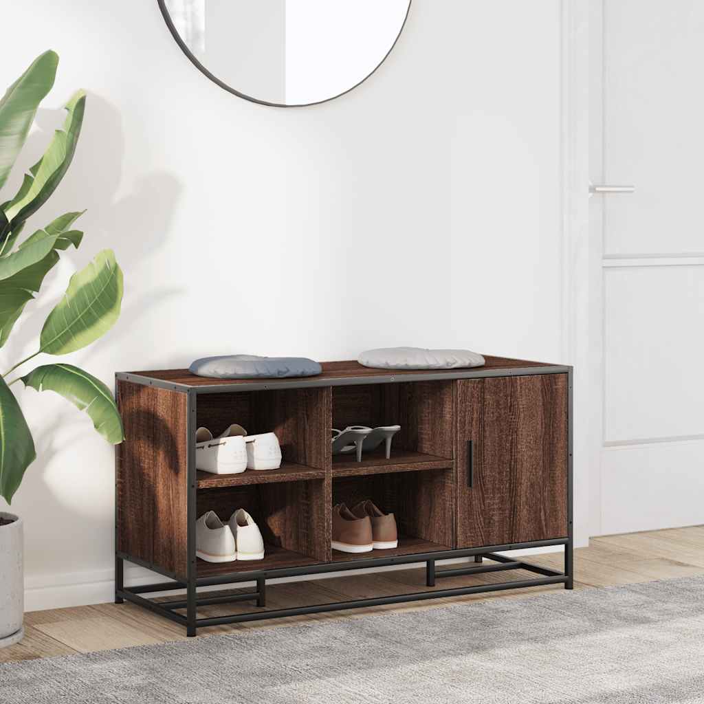 Cipőpad barna tölgy 100x40x53,5 cm gépi fa és fém