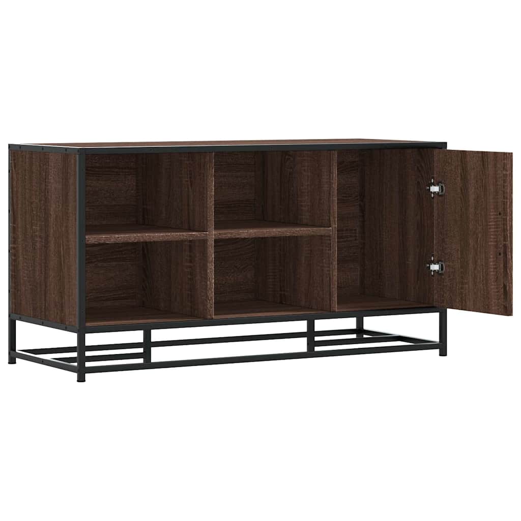 Cipőpad barna tölgy 100x40x53,5 cm gépi fa és fém