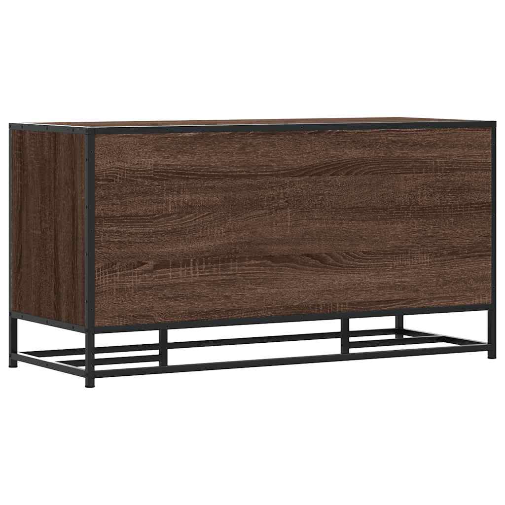 Cipőpad barna tölgy 100x40x53,5 cm gépi fa és fém